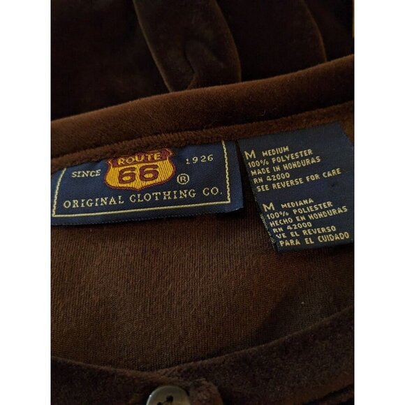 Route 66 Y2K Velour Velvet Button Up Top Shirt Size Medium Dark Chocolate Brown - Picture 5 of 5